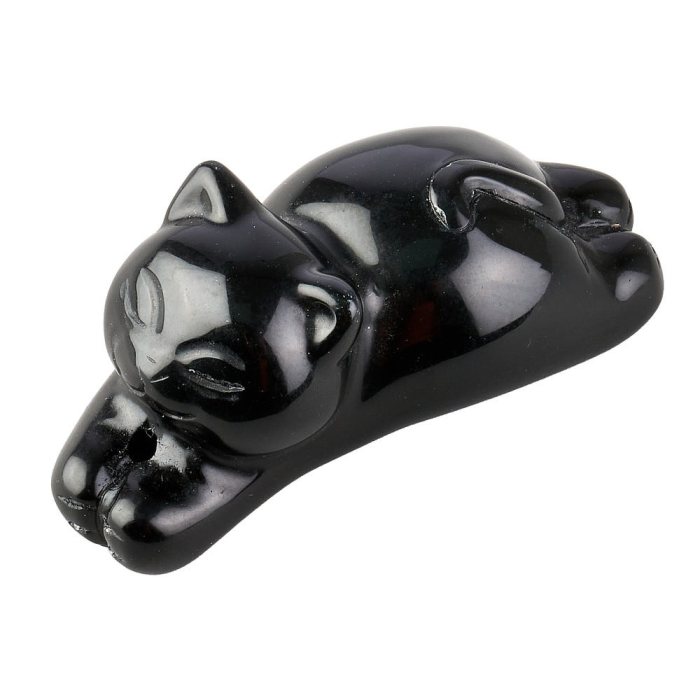 Black Obsidian Cat Incense Holder