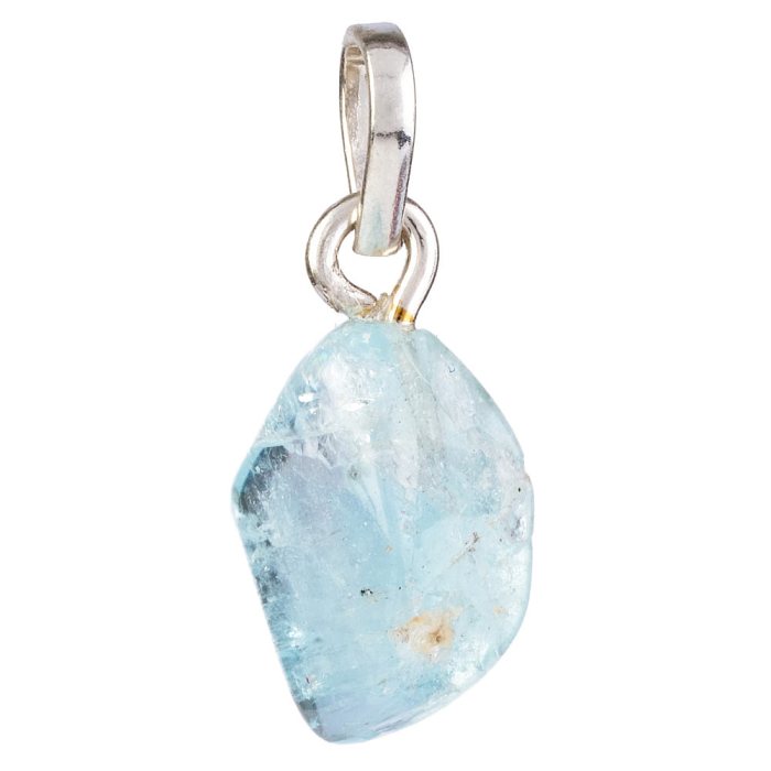 Blue Topaz Tumbled Stone Pendant - Sterling Silver
